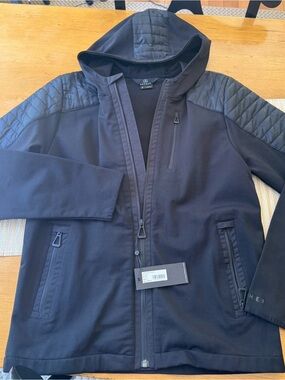 AETHER Construct Full-Zip Black Hooded Quilted-Shoulder Jacket-BRAND NEW Men’s